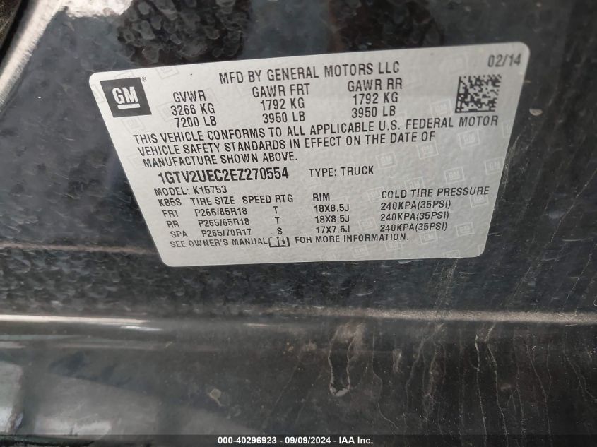 1GTV2UEC2EZ270554 2014 GMC Sierra 1500 Sle