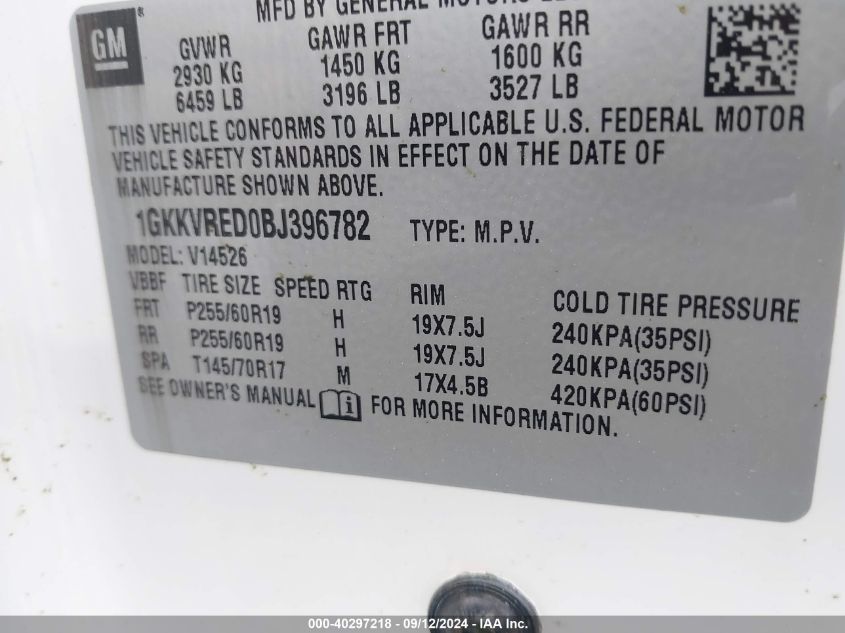 1GKKVRED0BJ396782 2011 GMC Acadia Slt-1