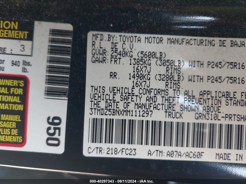 2021 TOYOTA TACOMA SR5 V6 - 3TMDZ5BNXMM111297