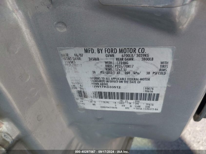 1FTRX12W17KD33512 2007 Ford F-150 Stx/Xl/Xlt