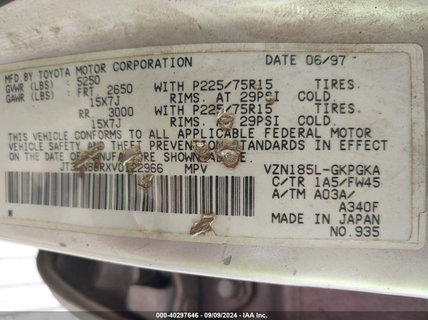 JT3HN86RXV0122966 1997 Toyota 4Runner Sr5 V6