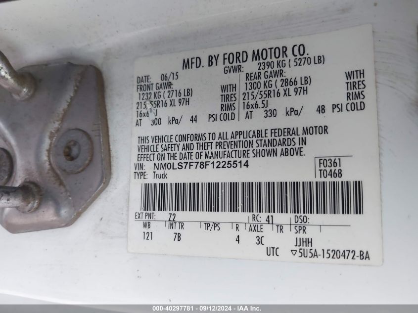 NM0LS7F78F1225514 2015 Ford Transit Connect Xlt