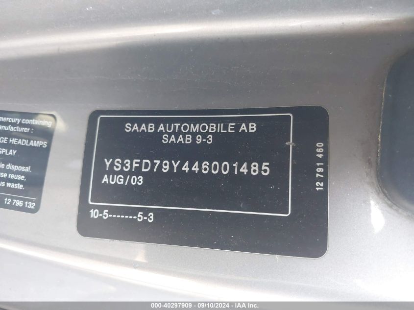 YS3FD79Y446001485 2004 Saab 9-3 Arc