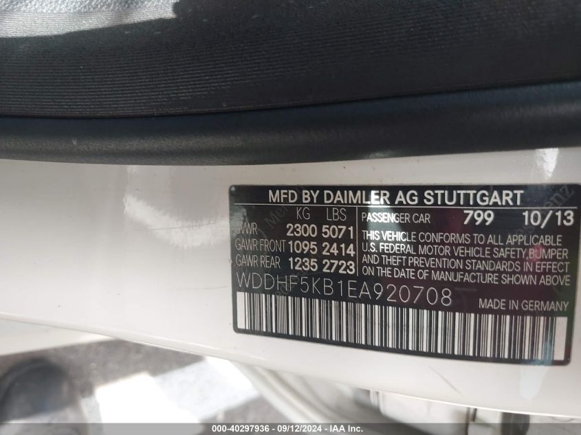 VIN WDDHF5KB1EA920708 2014 Mercedes-Benz E 350 no.9