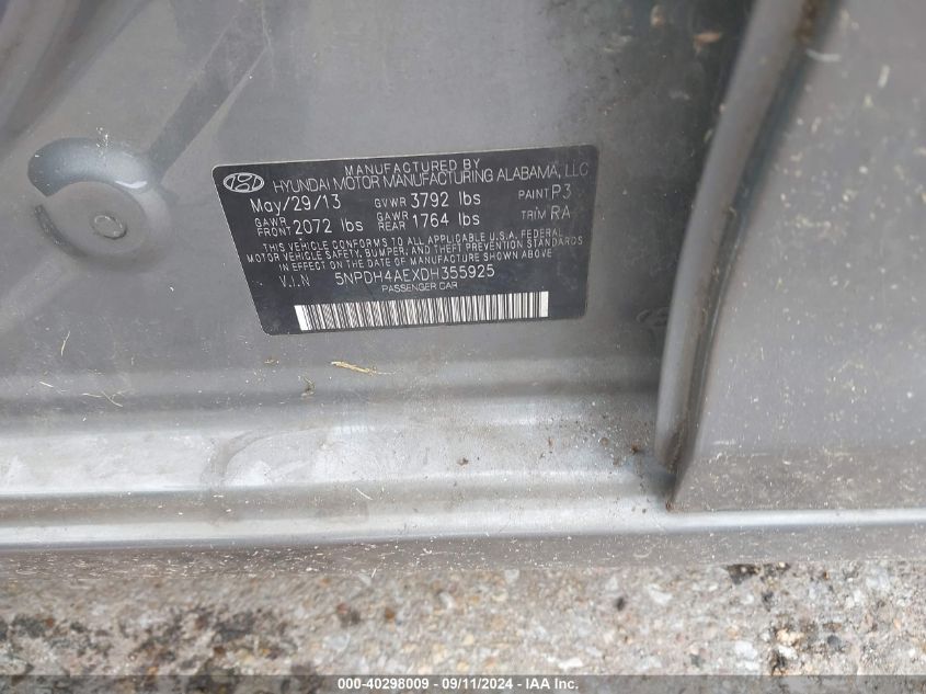 5NPDH4AEXDH355925 2013 Hyundai Elantra Gls