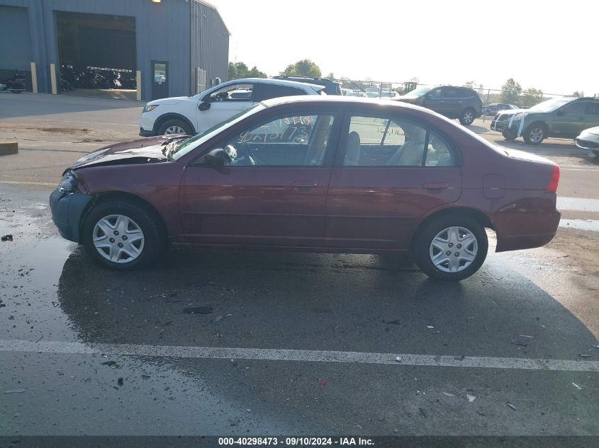 2003 Honda Civic Lx VIN: 2HGES16563H582826 Lot: 40298473