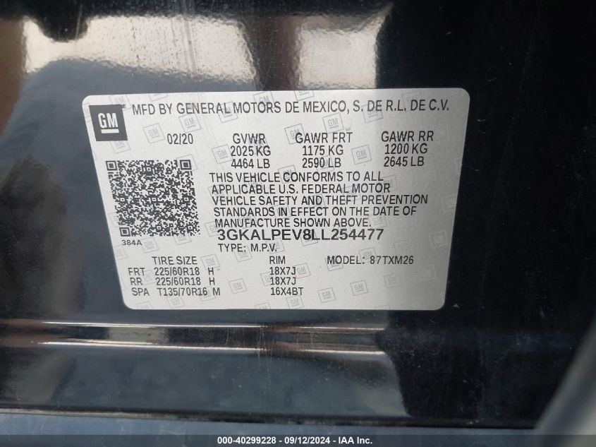 2020 GMC Terrain Slt VIN: 3GKALPEV8LL254477 Lot: 40299228