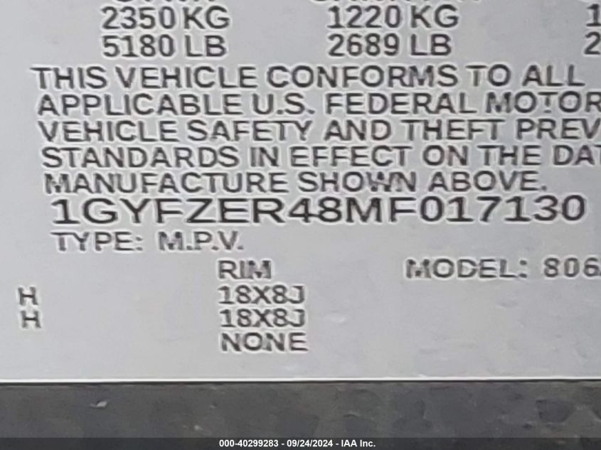 2021 Cadillac Xt4 Fwd Sport VIN: 1GYFZER48MF017130 Lot: 40299283