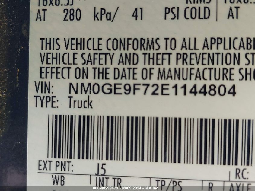 NM0GE9F72E1144804 2014 Ford Transit Connect Xlt