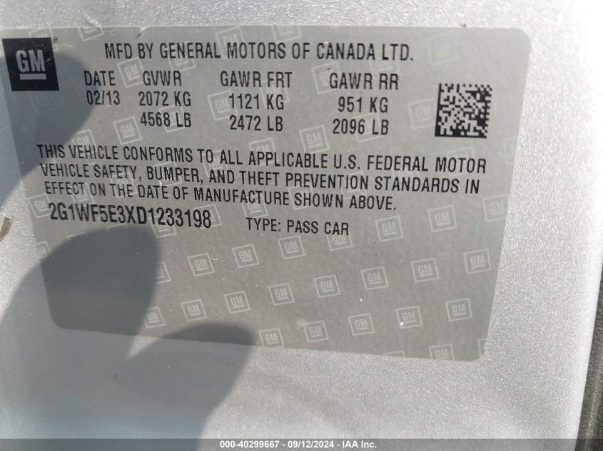 2G1WF5E3XD1233198 2013 Chevrolet Impala Ls