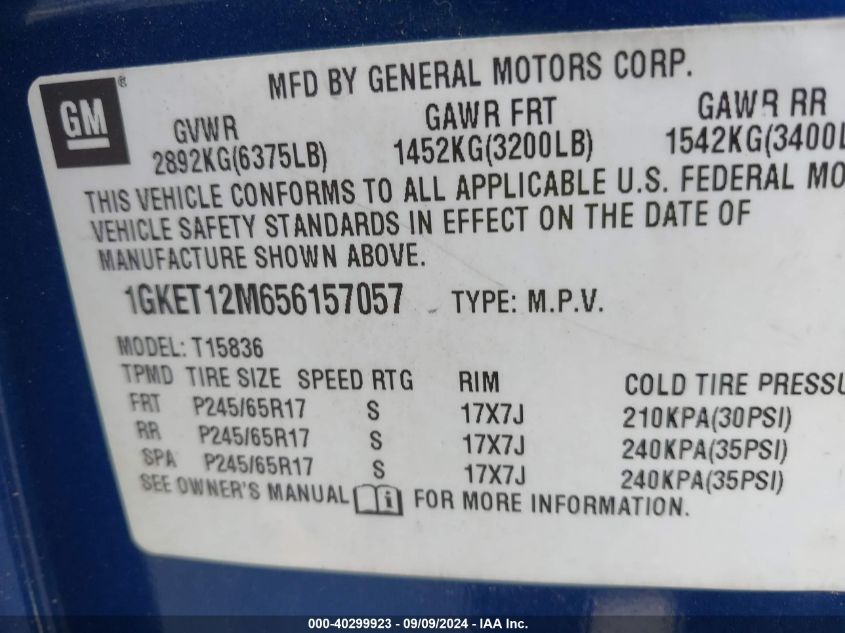 1GKET12M656157057 2005 GMC Envoy Xuv Slt