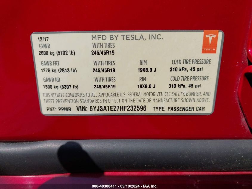 5YJSA1E27HF232596 2017 Tesla Model S