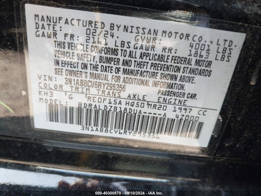 2024 NISSAN SENTRA SV XTRONIC CVT - 3N1AB8CV6RY295356