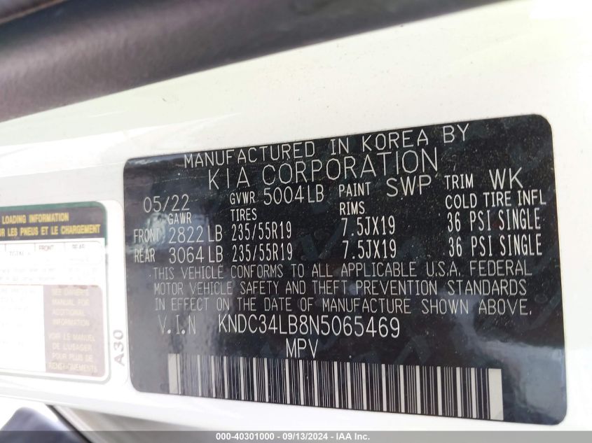 KNDC34LB8N5065469 2022 Kia Ev6 Light/Wind/Gt Line