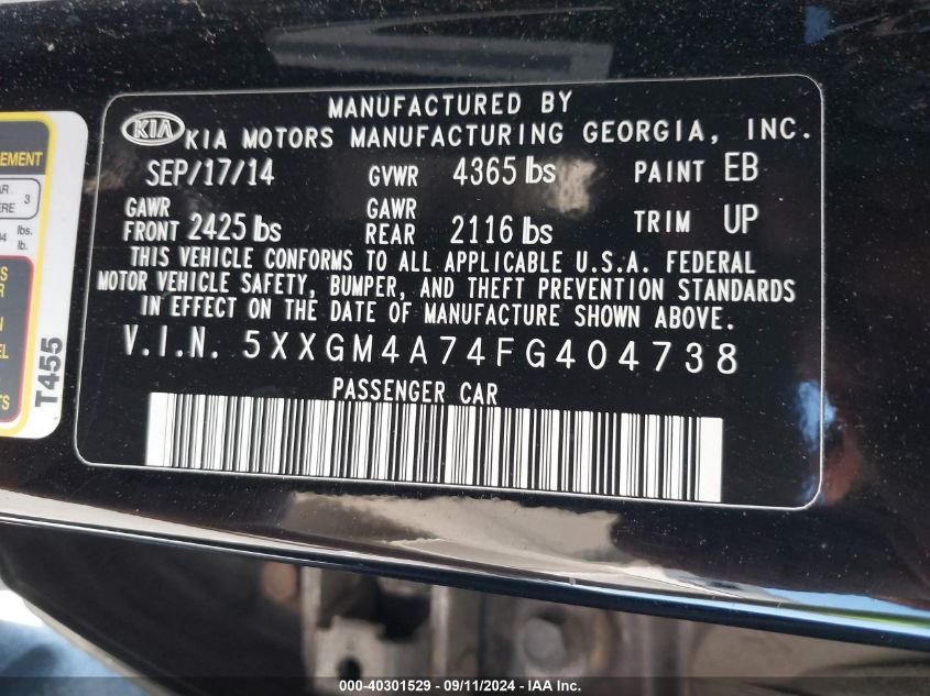 2015 KIA OPTIMA LX - 5XXGM4A74FG404738