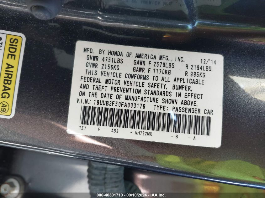 19UUB3F50FA003176 2015 Acura Tlx Tech