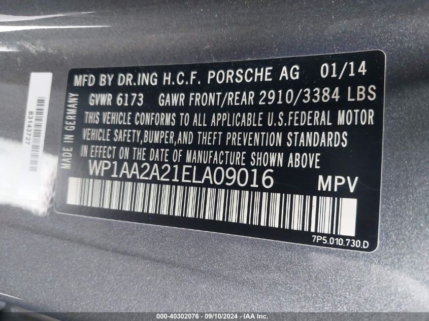 WP1AA2A21ELA09016 2014 Porsche Cayenne