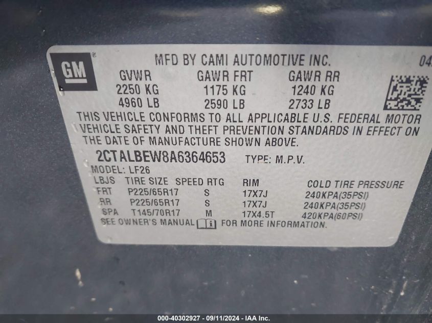 2CTALBEW8A6364653 2010 GMC Terrain Sle-1