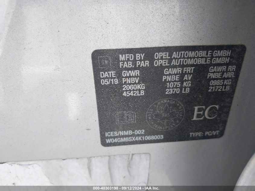 W04GM6SX4K1068003 2019 Buick Regal Sportback Fwd Preferred Ii