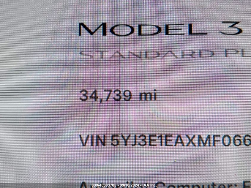 2021 Tesla Model 3 VIN: 5YJ3E1EAXMF066634 Lot: 40303785