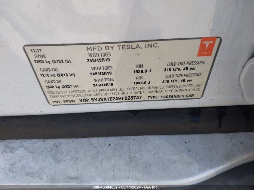 5YJSA1E24HF228747 2017 Tesla Model S