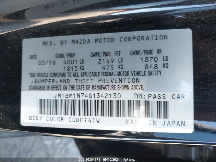 2016 MAZDA MAZDA3 I GRAND TOURING - JM1BM1N74G1342130