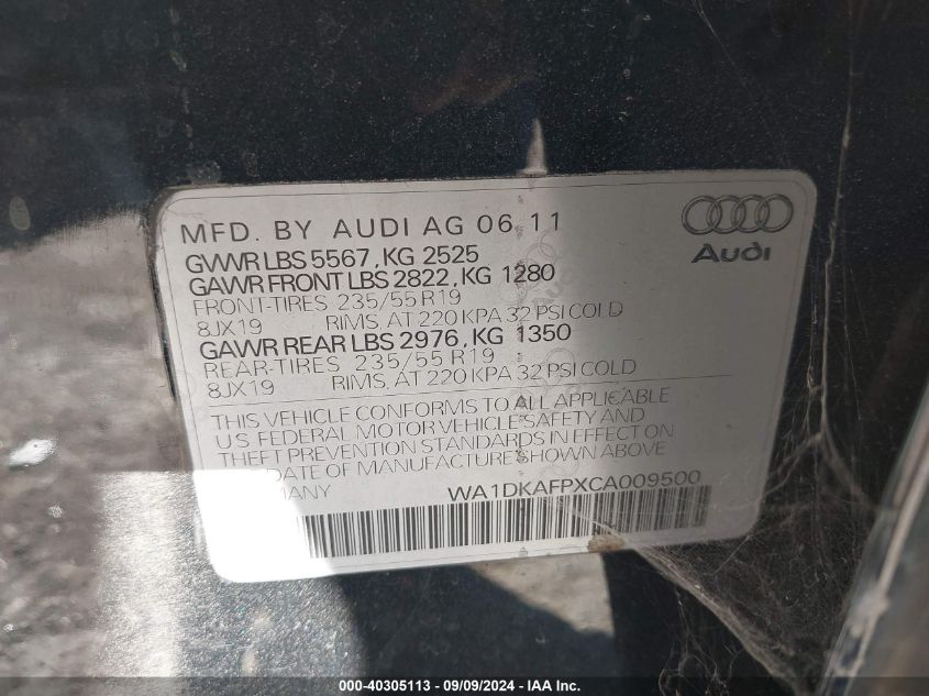 WA1DKAFPXCA009500 2012 Audi Q5 3.2 Premium Plus