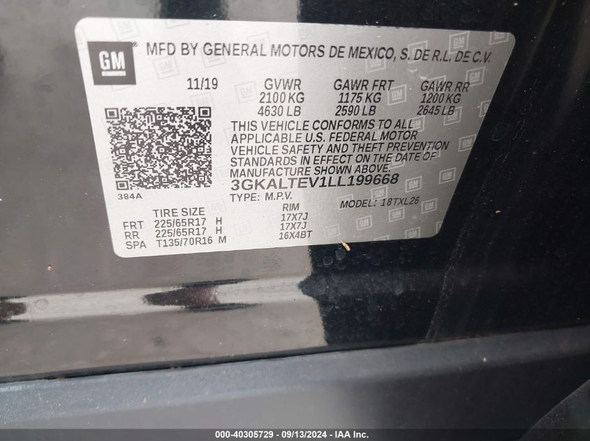 VIN 3GKALTEV1LL199668 2020 GMC TERRAIN AWD SLE