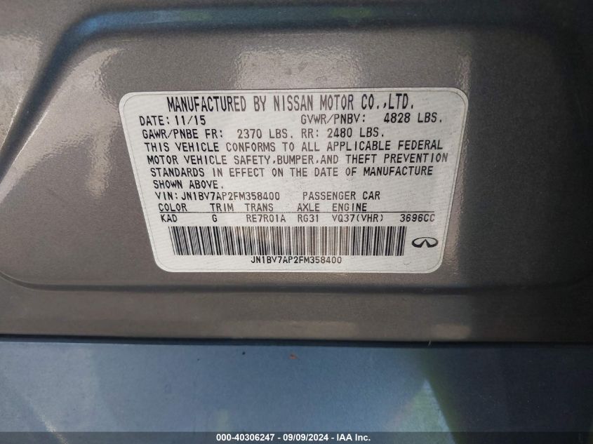 2015 INFINITI Q50 PREMIUM - JN1BV7AP2FM358400