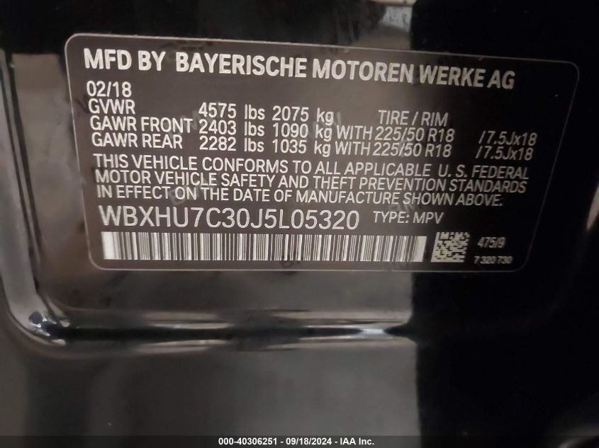 VIN WBXHU7C30J5L05320 2018 BMW X1, Sdrive28I no.9