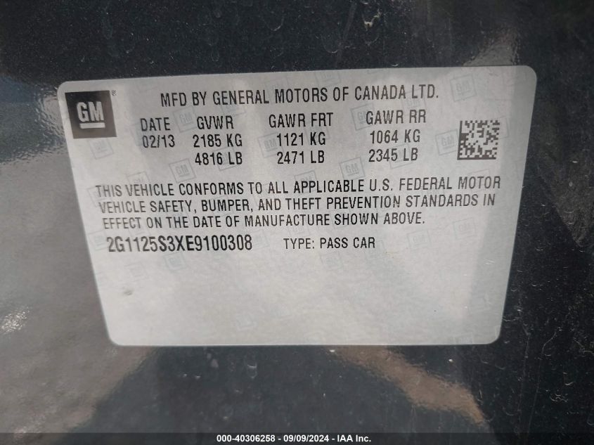2G1125S3XE9100308 2014 Chevrolet Impala 2Lt