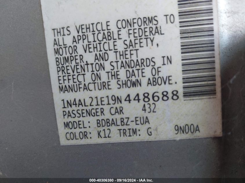 1N4AL21E19N448688 2009 Nissan Altima 2.5/2.5S
