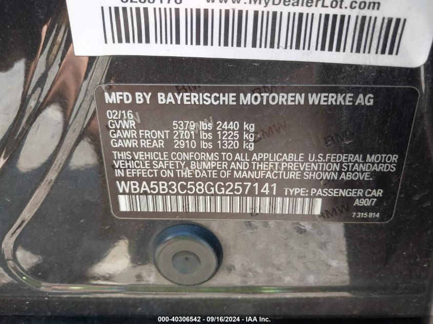 WBA5B3C58GG257141 2016 BMW 535I xDrive