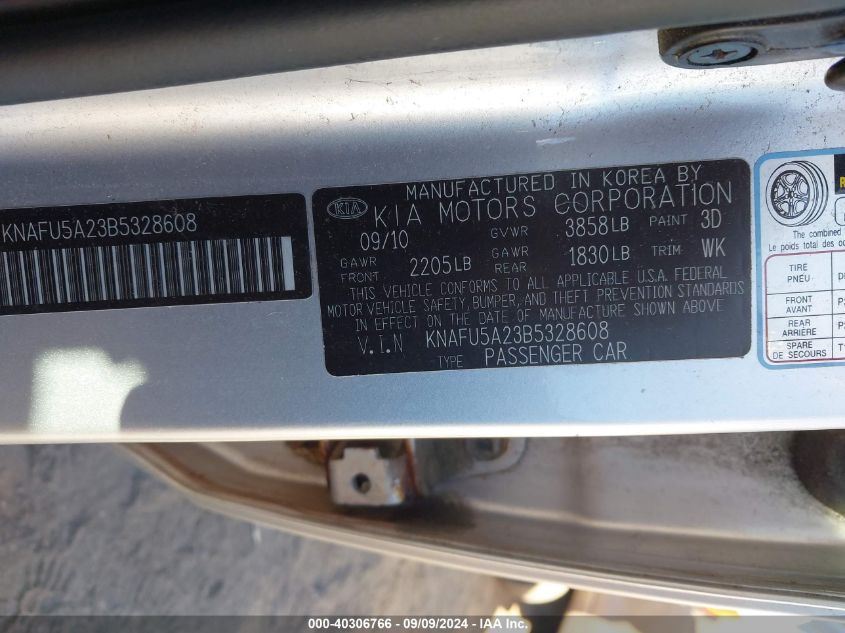 KNAFU5A23B5328608 2011 Kia Forte Ex