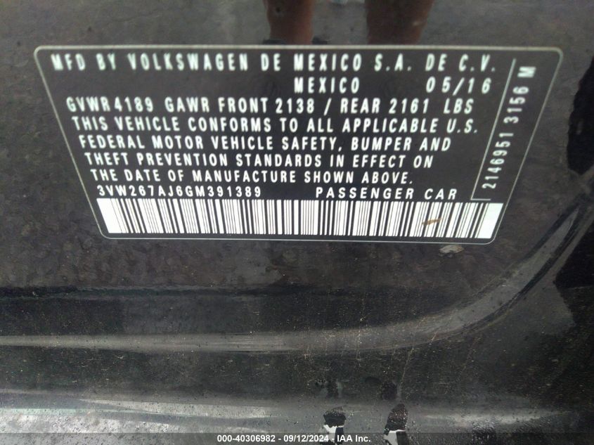 2016 VOLKSWAGEN JETTA 1.4T S - 3VW267AJ6GM391389