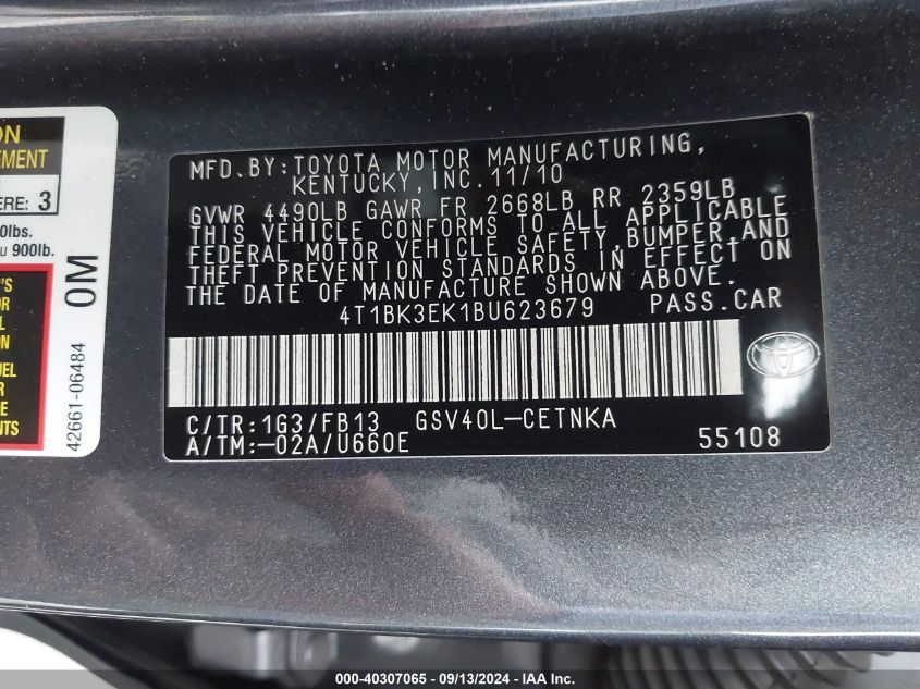 4T1BK3EK1BU623679 2011 Toyota Camry Se/Le/Xle