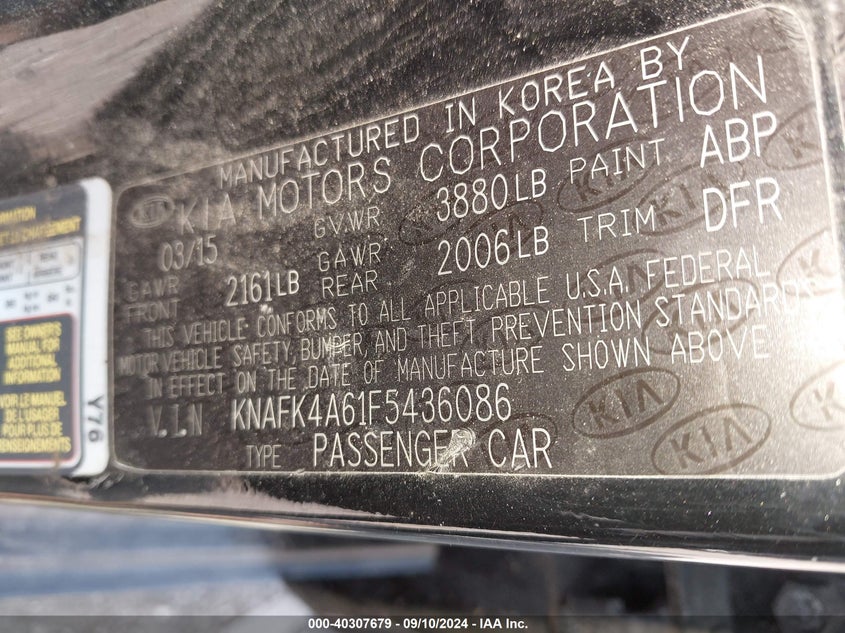 2015 KIA FORTE LX - KNAFK4A61F5436086