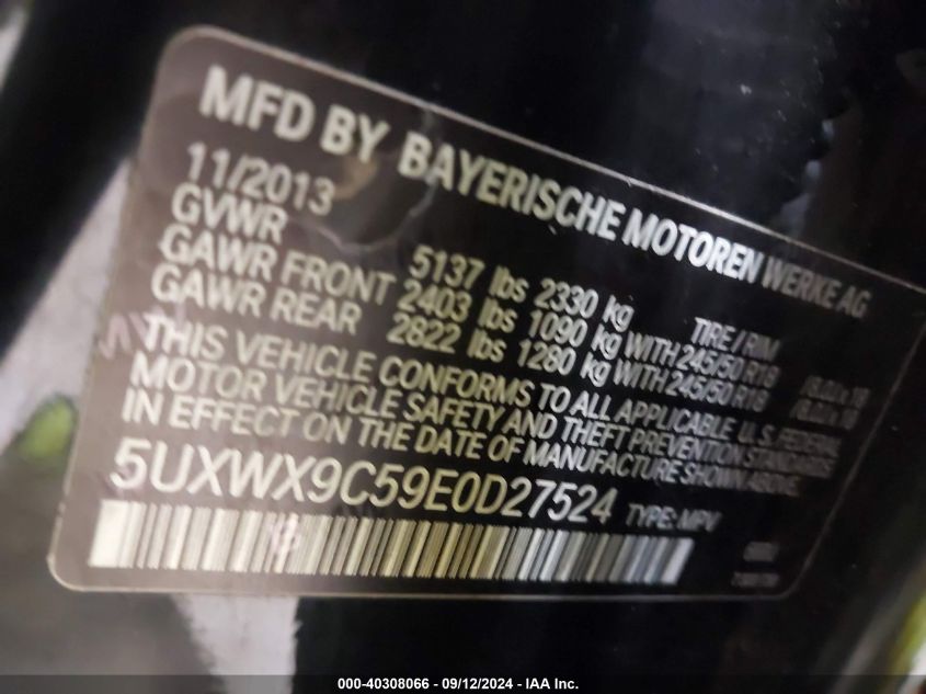 5UXWX9C59E0D27524 2014 BMW X3 xDrive28I