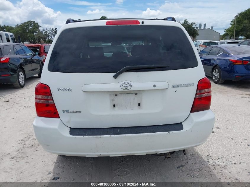 2003 Toyota Highlander V6 VIN: JTEHF21A830125168 Lot: 40308085