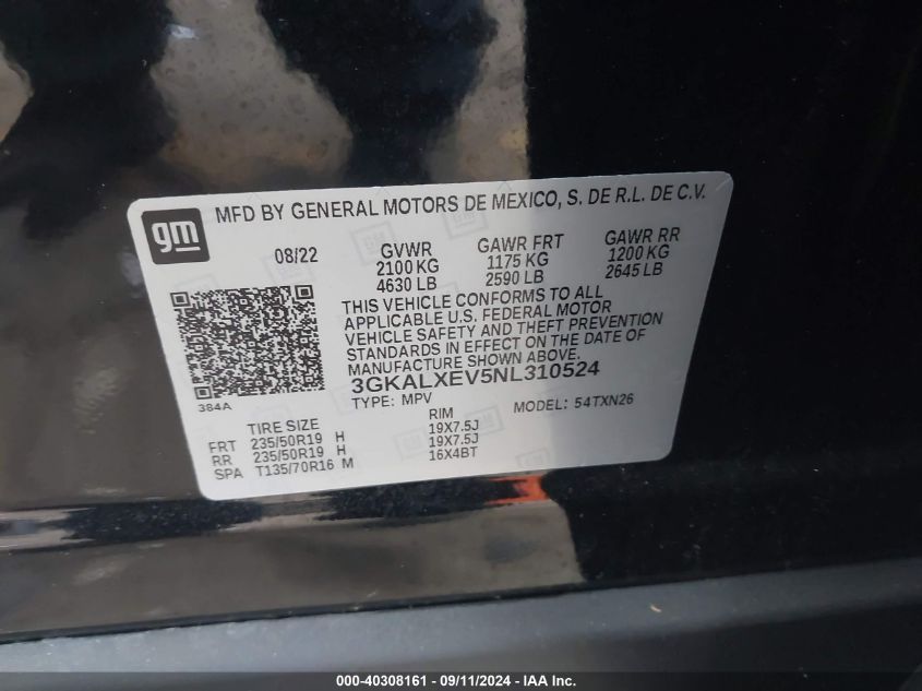 2022 GMC Terrain Denali VIN: 3GKALXEV5NL310524 Lot: 40308161