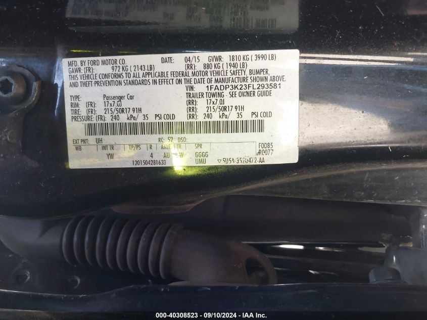 2015 FORD FOCUS SE - 1FADP3K23FL293581