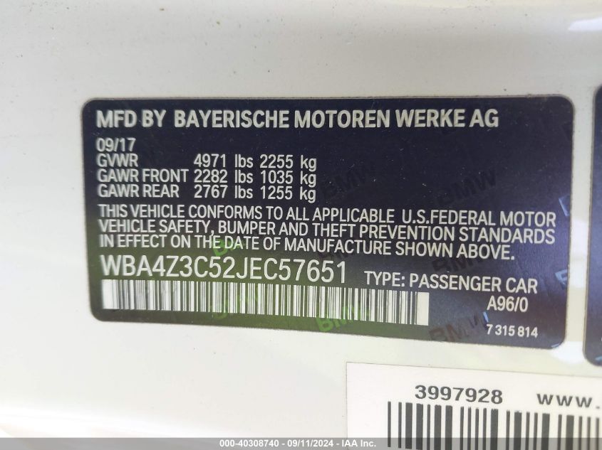 WBA4Z3C52JEC57651 2018 BMW 430Xi