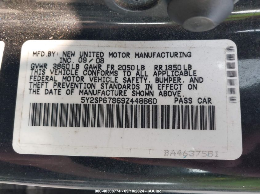 5Y2SP67869Z448660 2009 Pontiac Vibe