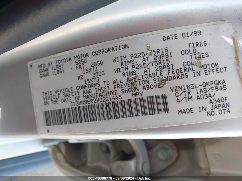 JT3HN86R2X0221445 1999 Toyota 4Runner Sr5 V6