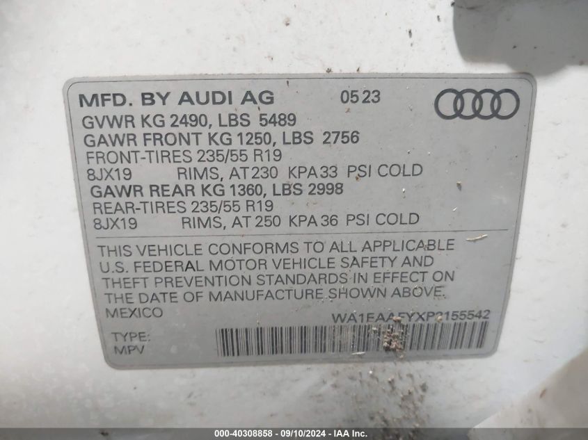 WA1EAAFYXP2155542 2023 Audi Q5 Premium Plus 45