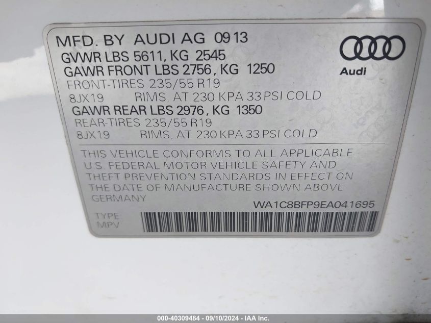 WA1C8BFP9EA041695 2014 Audi Q5 Hybrid 2.0T Prestige