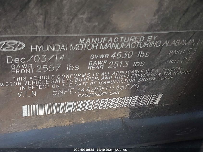 2015 HYUNDAI SONATA LIMITED 2.0T - 5NPE34AB0FH146575