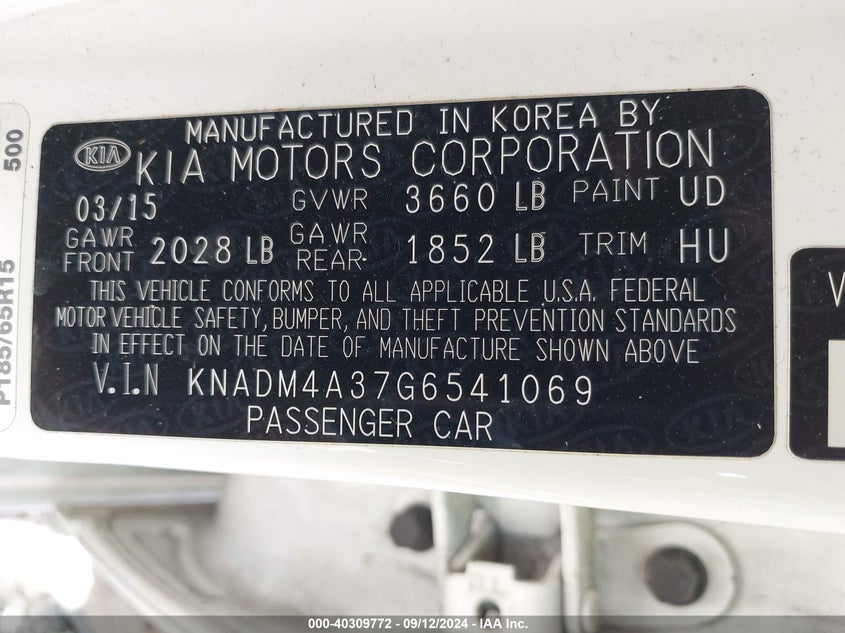 2016 KIA RIO LX - KNADM4A37G6541069