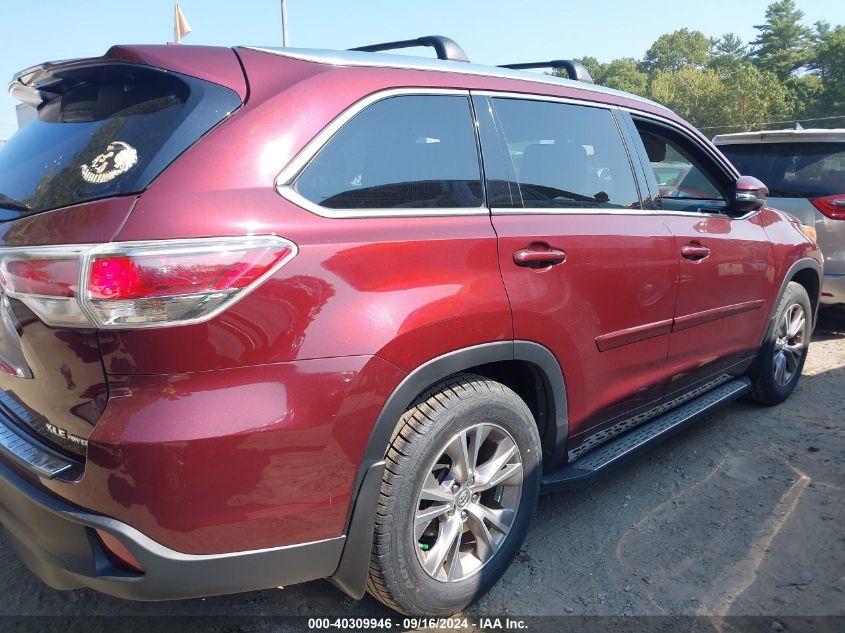 2014 Toyota Highlander Xle V6 VIN: 5TDJKRFH5ES022628 Lot: 40309946