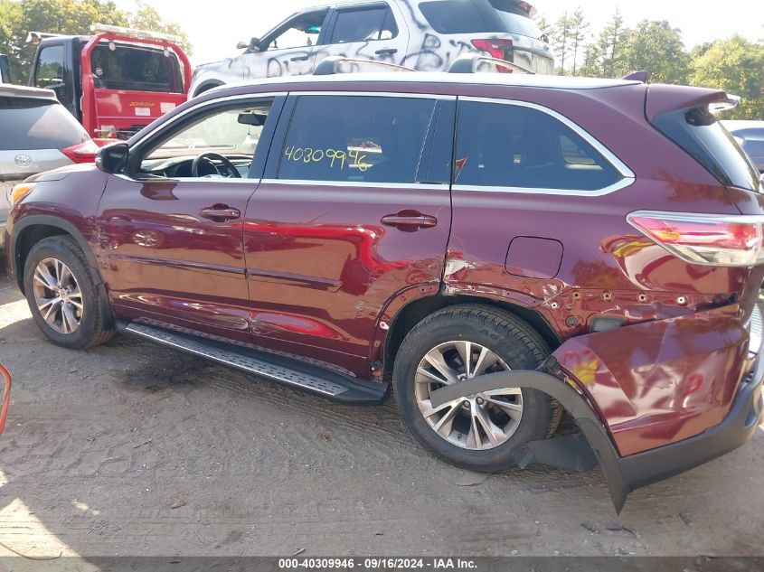 2014 Toyota Highlander Xle V6 VIN: 5TDJKRFH5ES022628 Lot: 40309946